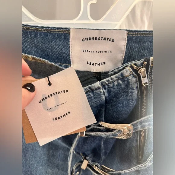 New Understated Leather Western Maxi Skirt in Summer Sky Blue denim split hem - Picture 5 of 6